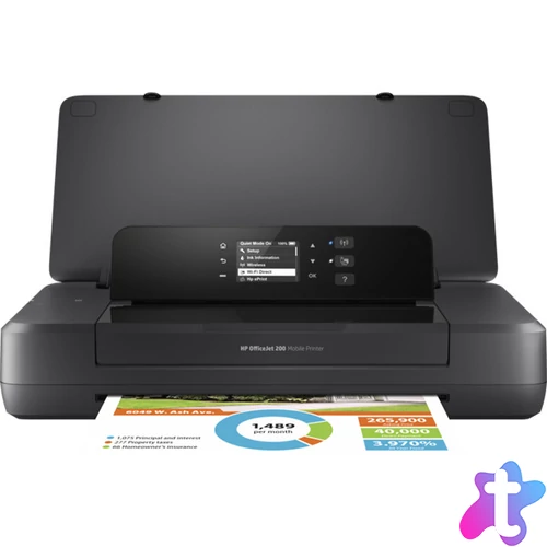 HP Tintasugaras Nyomtató Officejet 200 mobil printer, USB/WIFI, A4, 10lap/perc (FF, ISO), Hordozható, Akku