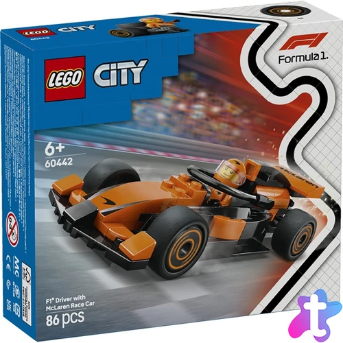 LEGO® City F1®-es pilóta McLaren versenyautóval, minijárművet tartalmazó játékkészlet 60442