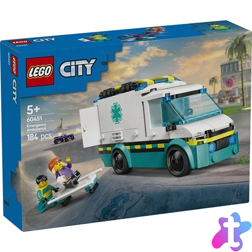 LEGO® City Sürgősségi mentőautó, játék autót tartalmazó építőszett 60451
