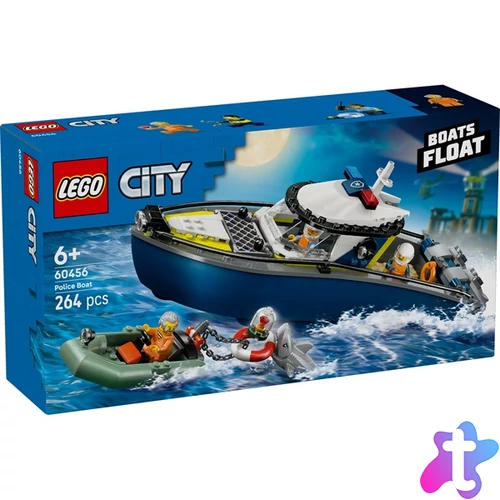 LEGO® City Üldözés rendőrségi csónakkal, játék felfújható motorcsónakkal és gumicsónakkal 60456