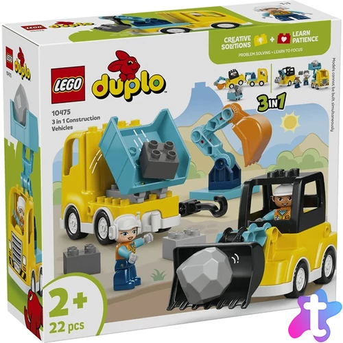 LEGO® DUPLO® Városi kalandok 3 az 1-ben építési munkagépek játékok 10475