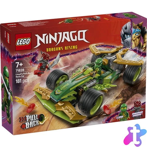 LEGO® NINJAGO® Lloyd hátrahúzhatós versenyautója, történetmesélős játékszett 71828