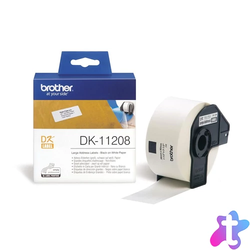 Brother DK-11208 elővágott öntapadós címke 400db/tekercs 38mm x 90mm White címkenyomtató szalag