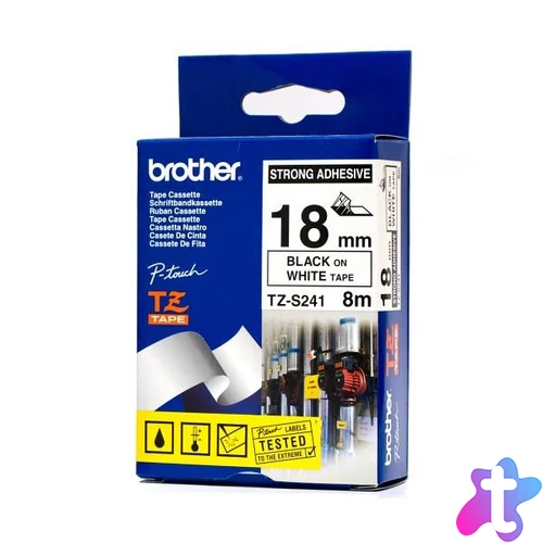 Brother TZE-S241 Strong laminált P-touch szalag (18mm) Black on White - 8m címkenyomtató szalag