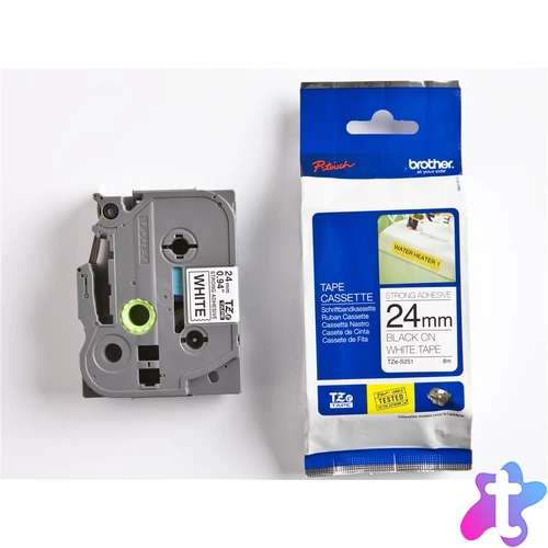 Brother TZE-S251 laminált P-touch szalag (24mm) Black on White - 8m címkenyomtató szalag