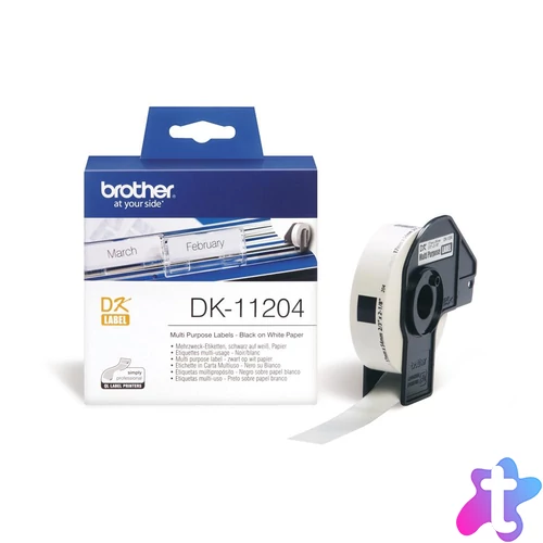 Brother DK-11204 elővágott öntapadós címke 400db/tekercs 17mm x 54mm White címkenyomtató szalag