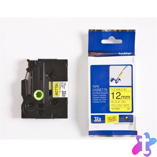 Brother TZE-FX631 laminált P-touch flexibilis szalag (12mm) Black on Yellow - 8m címkenyomtató szalag