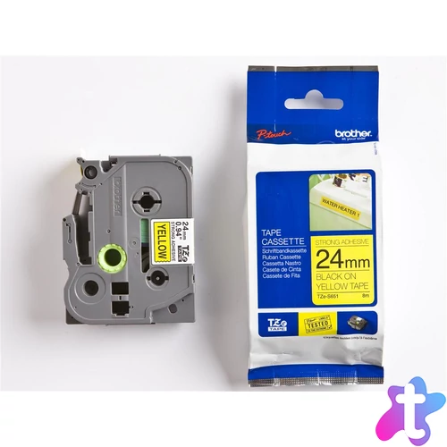 Brother TZE-S651 laminált P-touch szalag (24mm) Black on Yellow - 8m címkenyomtató szalag