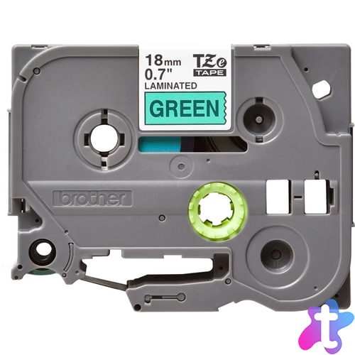 Brother TZE-741 laminált P-touch szalag (18mm) Black on Green - 8m címkenyomtató szalag