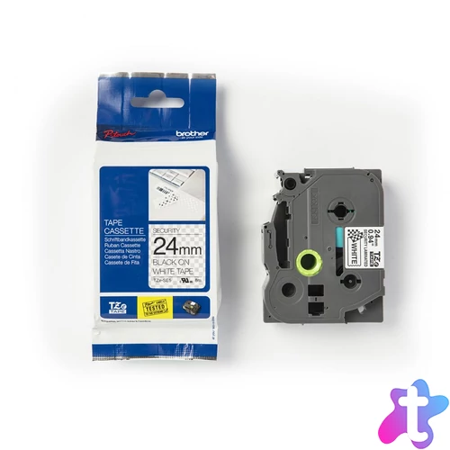 Brother TZE-SE5 laminált P-touch biztonsági szalag (24mm) Black on White - 8m címkenyomtató szalag