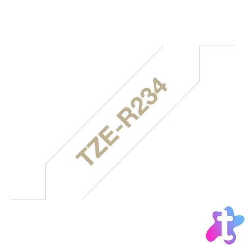 Brother TZe-R234 laminált P-touch flexibilis szövetszalag (12mm) Gold on White - 4m címkenyomtató szalag