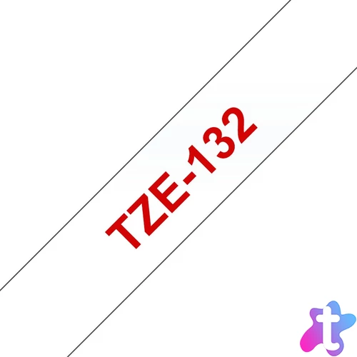 Brother TZe-132 laminált szalag (12mm) Red on Clear - 8m címkenyomtató szalag