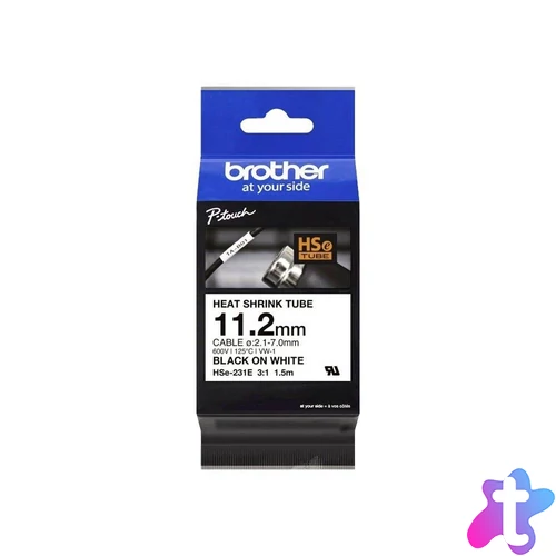Brother HSE-231E P-Touch 11,2mm Black on White zsugorcsöves címkenyomtató szalag