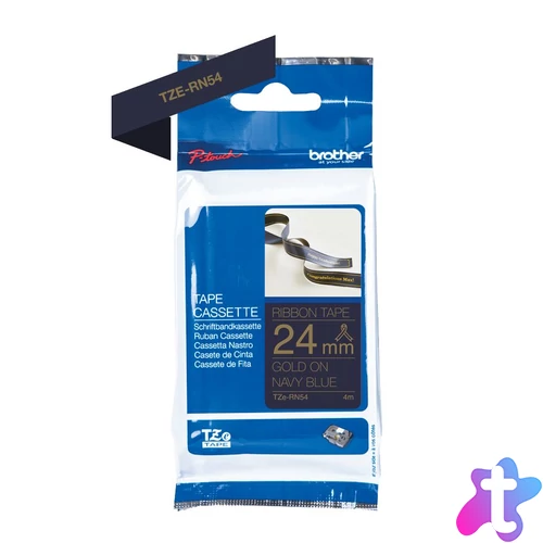 Brother TZe-RN54 selyem szövet P-touch szalag (24mm) Gold on Navy Blue - 4m címkenyomtató szalag