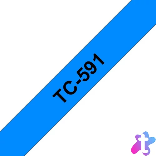 Brother TC-591 laminált P-touch szalag (9mm) Black on Blue-7,7m címkenyomtató szalag
