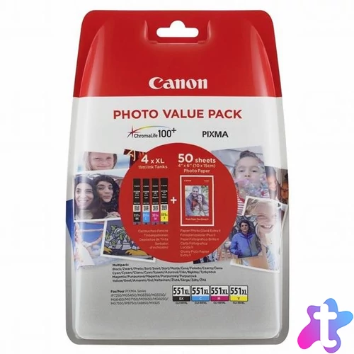Canon CLI-551XL Multipack tintapatron + Photopapír