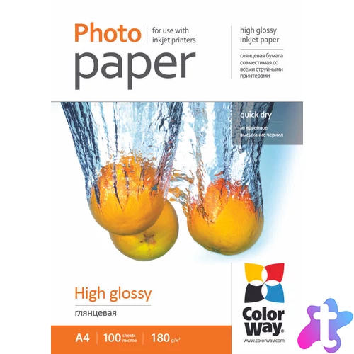 ColorWay PG180100A4 180g A4 100db Fényes Fotópapír