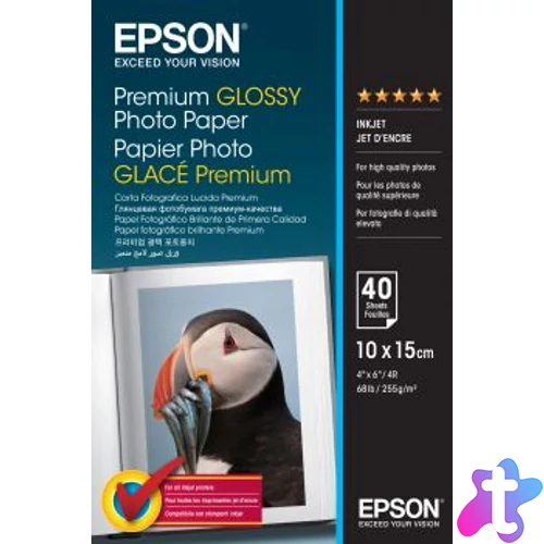 Epson Premium 255g 10x15cm 40db Fényes Fotópapír
