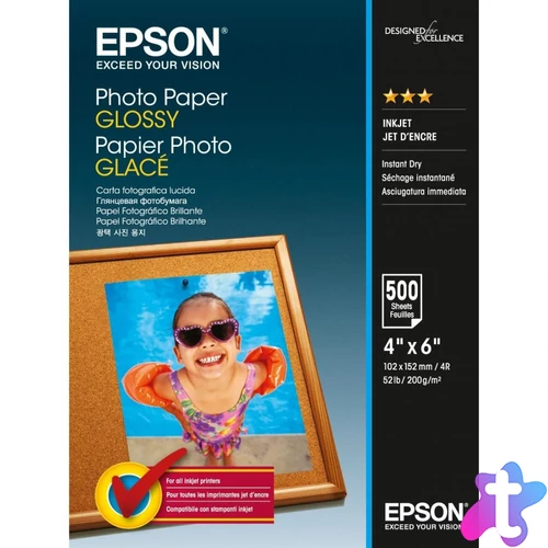 Epson Photo Paper Glossy 200g 10x15cm 500db Fényes Fotópapír