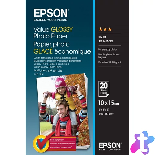 Epson Value 183g 10x15cm 20db Fényes Fotópapír