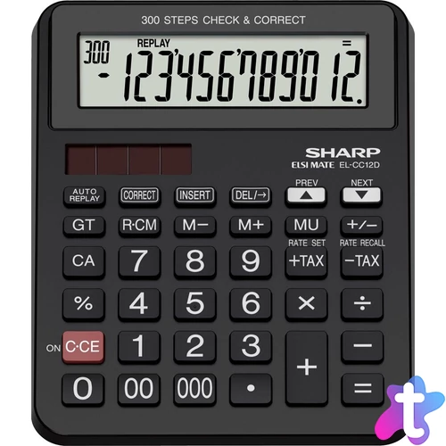 Sharp EL-CC12D Asztali számológép Black