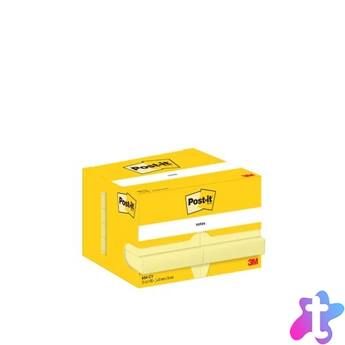 Öntapadó jegyzettömb, 51x76 mm, 12x100 lap, 3M POSTIT, kanári sárga