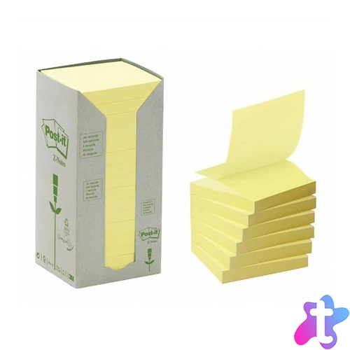 Öntapadó jegyzettömb, "Z", 76x76 mm, 16x100 lap, környezetbarát, 3M POSTIT, sárga