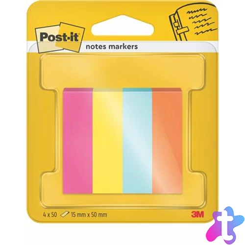 Jelölőcímke, papír, 4x50 lap, 15x50 mm, 3M POSTIT "Poptimistic", vegyes