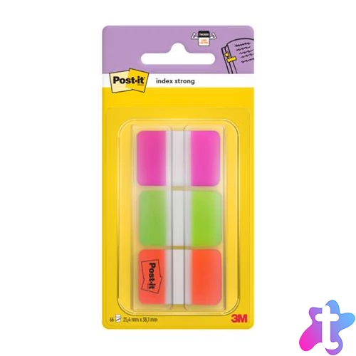 Jelölőcímke, műanyag, megerősített, 3x22 lap, 25x38 mm, 3M POSTIT, vegyes