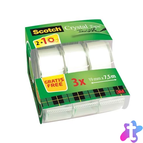 Ragasztószalag, adagolón, kézi, 19 mm x 7,5 m, 3M SCOTCH "Magic Tape 810",2+1