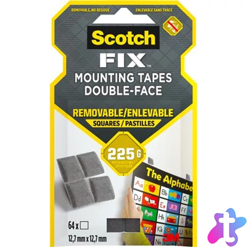 Ragasztó négyzetek, kétoldalas, eltávolítható, 12,7x12,7 mm, 3M SCOTCH "Removable"