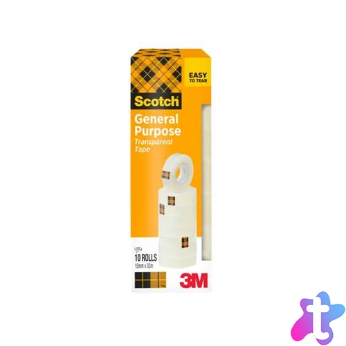 Ragasztószalag, 15 mm x 33 m, 3M SCOTCH, átlátszó