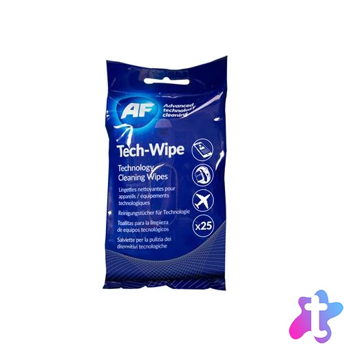 Tisztítókendő, képernyőhöz, alkoholmentes, nedves, 25 db, AF "Tech-wipes"