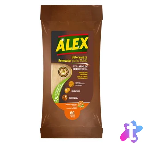 Nedves törlőkendő bútorokhoz, ALEX, 30 db