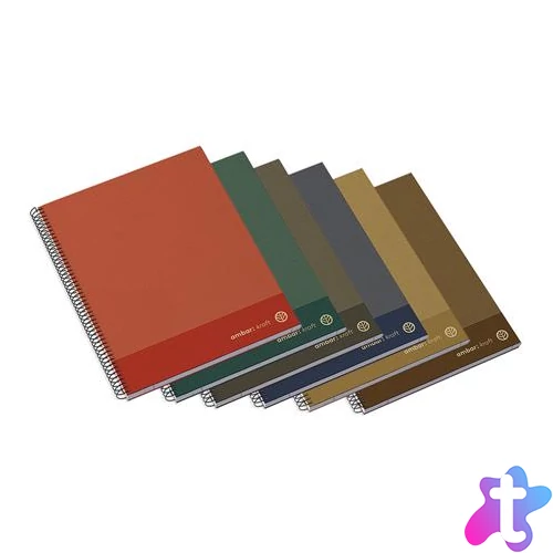 Spirálfüzet, A4, kockás, 100 lap, keményfedeles, AMBAR "Kraft", vegyes színek