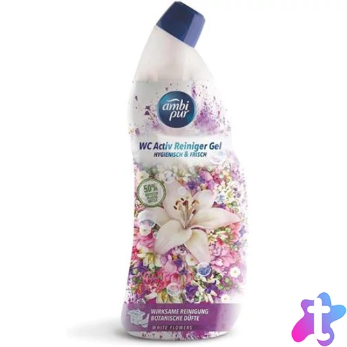 WC tisztító gél, 750 ml, AMBI PUR, fehér virágok