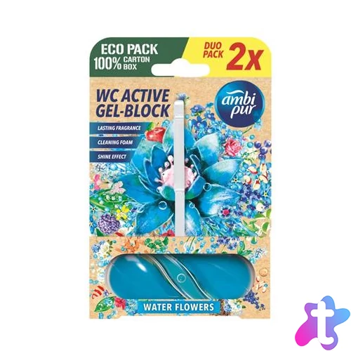 WC tisztító blokk, 2x45 g, AMBI PUR, vízi virágok