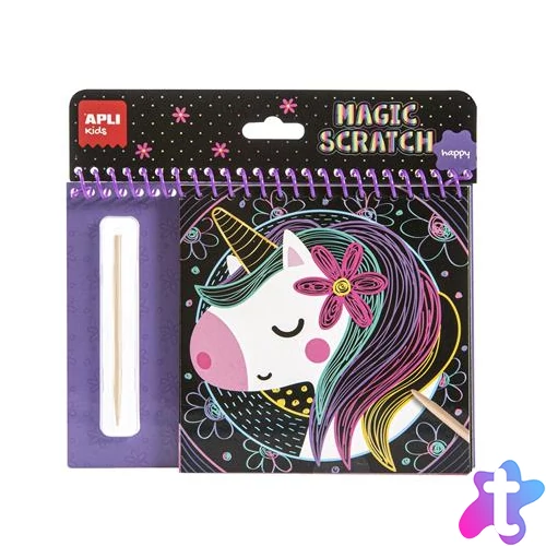 Képkarcoló füzet, APLI Kids "Magic Scratch", unikornis