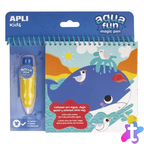 Színezőfüzet, vízbázisú, APLI Kids "Aqua Fun", tengeri állatok