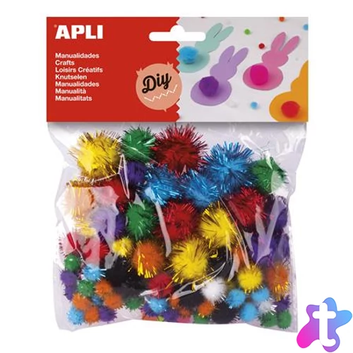 Pom-pom, csillogó, APLI "Creative", vegyes színek