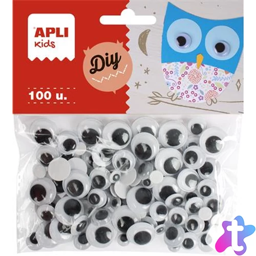 Öntapadó mozgó szem, kör, APLI "Creative", fekete-fehér