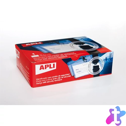 Azonosítókártya tartó, nyakba akasztható, biztonsági csattal, 90x56 mm, APLI