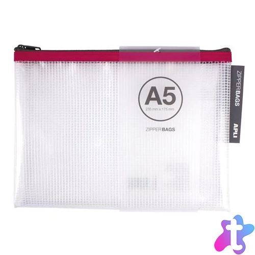 Rendszerező tasak, cipzáras, A5, APLI, vegyes színek