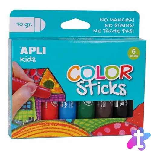 Tempera kréta készlet, APLI Kids "Color Sticks", 6 különböző szín