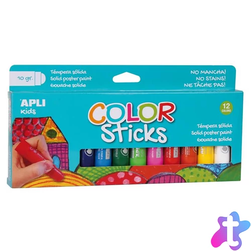 Tempera kréta készlet, APLI Kids "Color Sticks", 12 különböző szín