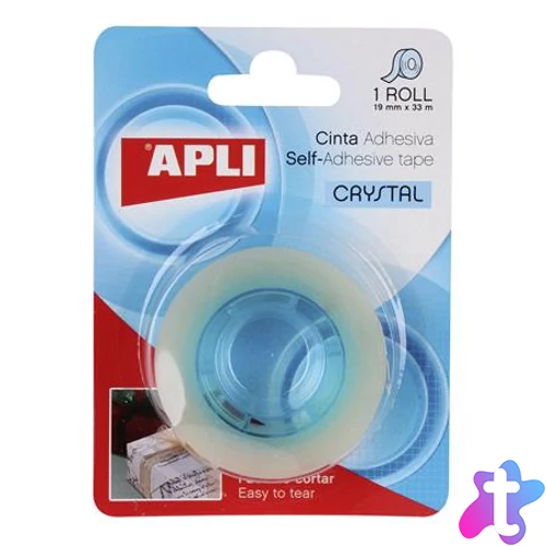 Ragasztószalag, 19 mm x 33 m, magasfényű, APLI "Crystal"