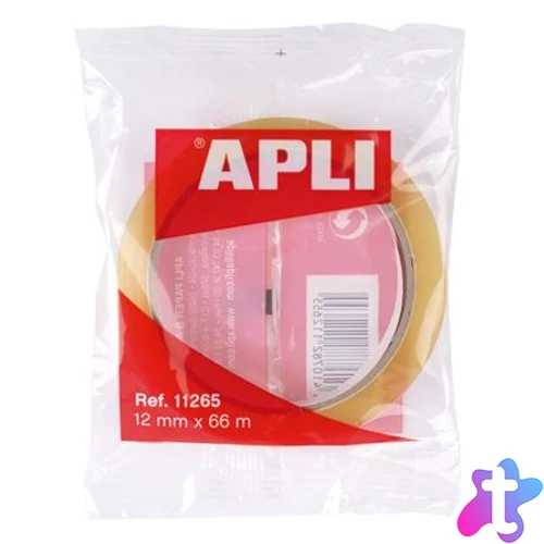 Ragasztószalag, 12 mm x 66 m, APLI "Transparent", átlátszó