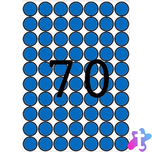 Etikett, 19 mm kör, színes, A5 hordozón, APLI, kék, 560 etikett/csomag