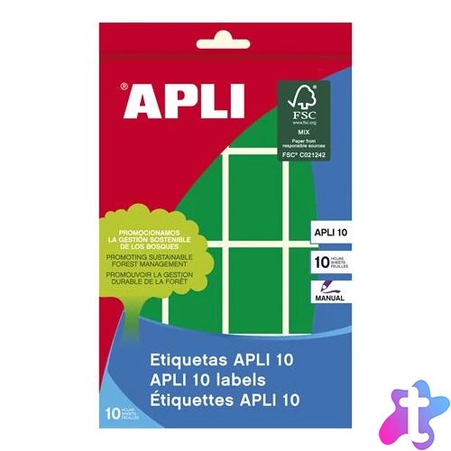 Etikett, 25x40 mm, kézzel írható, színes, kerekített sarkú, APLI, zöld, 128 etikett/csomag
