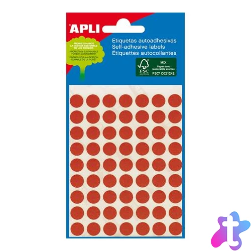 Etikett, 8 mm kör, kézzel írható, színes, APLI, piros, 288 etikett/csomag